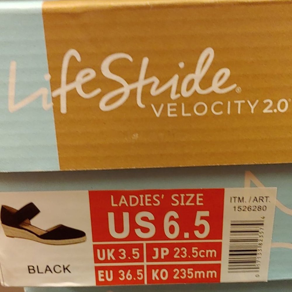 Life Stride Velocity 2.0 Women's Kaylee Espadrille Wedge Sandal --Black - Picture 6 of 6